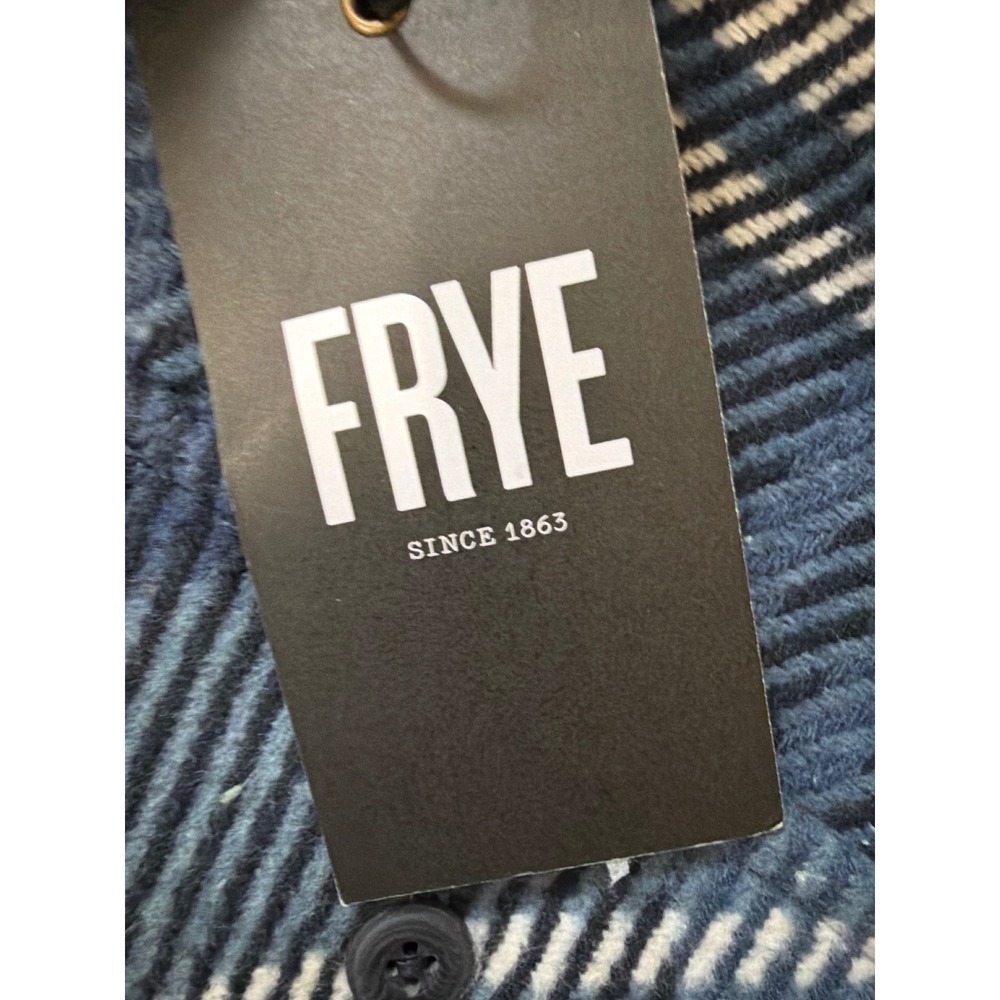 Frye Vintage Indigo Plaid Shirt Jacket Shacket Button Front Mens L NWT - Picture 13 of 15